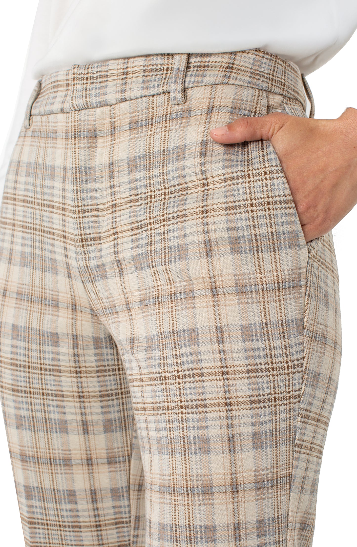 High Rise Kelsey Trouser - Khaki/Cream Campbell Plaid