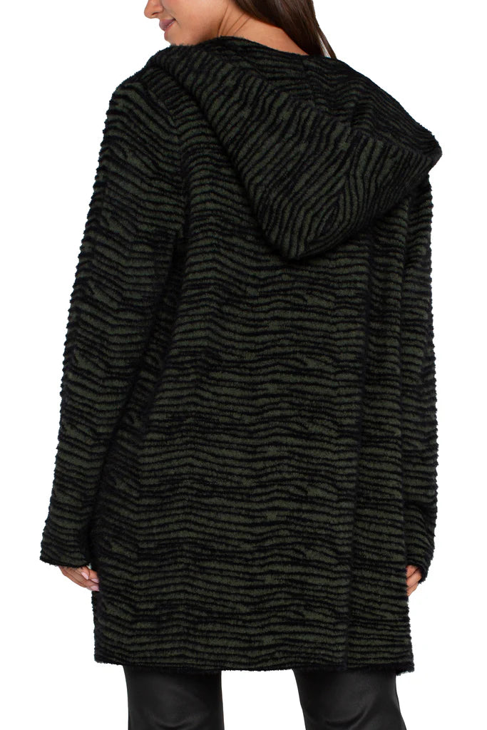 Open Front Sweater Coat W/ Hood