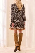 L/S Dress w/ Border Print - Maple