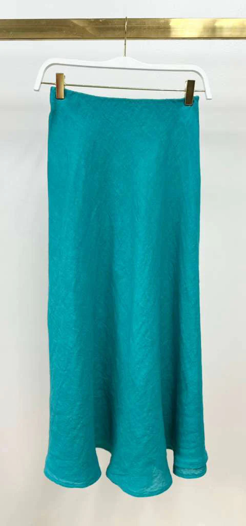 Crinkle Linen Midi Skirt