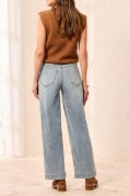 Audrey Button Fly Wide Crop Denim