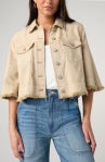 3/4 Sleeve Frayed Flounce Jacket
