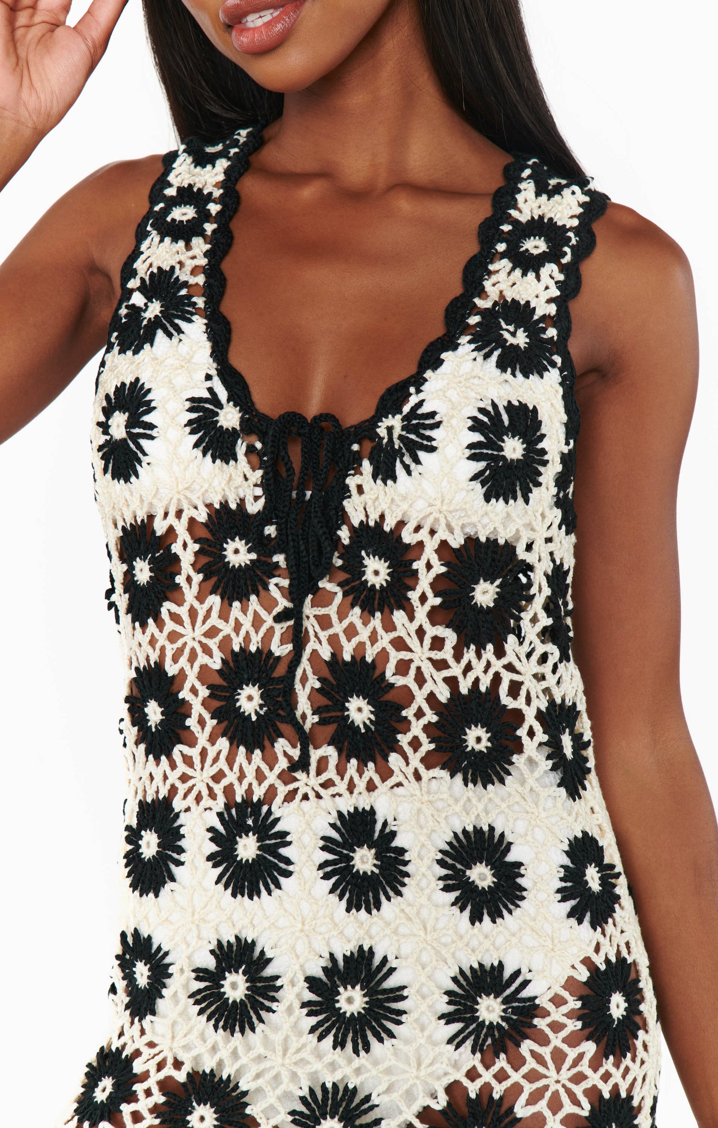 Vacay Tank Coverup - Checkers Floral Crochet