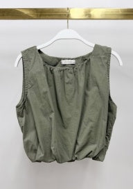 Cotton Poplin Sleeveless Bubble Top