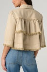 3/4 Sleeve Frayed Flounce Jacket