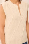 Split Crew Neck Sweater Vest Cream