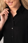 Adjustable Sleeve Button Front Woven Top