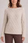 Long Sleeve Boatneck Sweater Camel Metallic