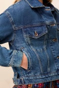 Casual Denim Jacket w/ Back Pleats