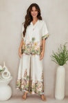 Floral Silky Button Down Collar Top