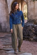 Casual Denim Jacket w/ Back Pleats