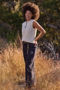 Split Crew Neck Sweater Vest Cream