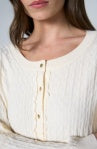 Long Sleeve Button Front Cardigan Sweater w/ Ruffles