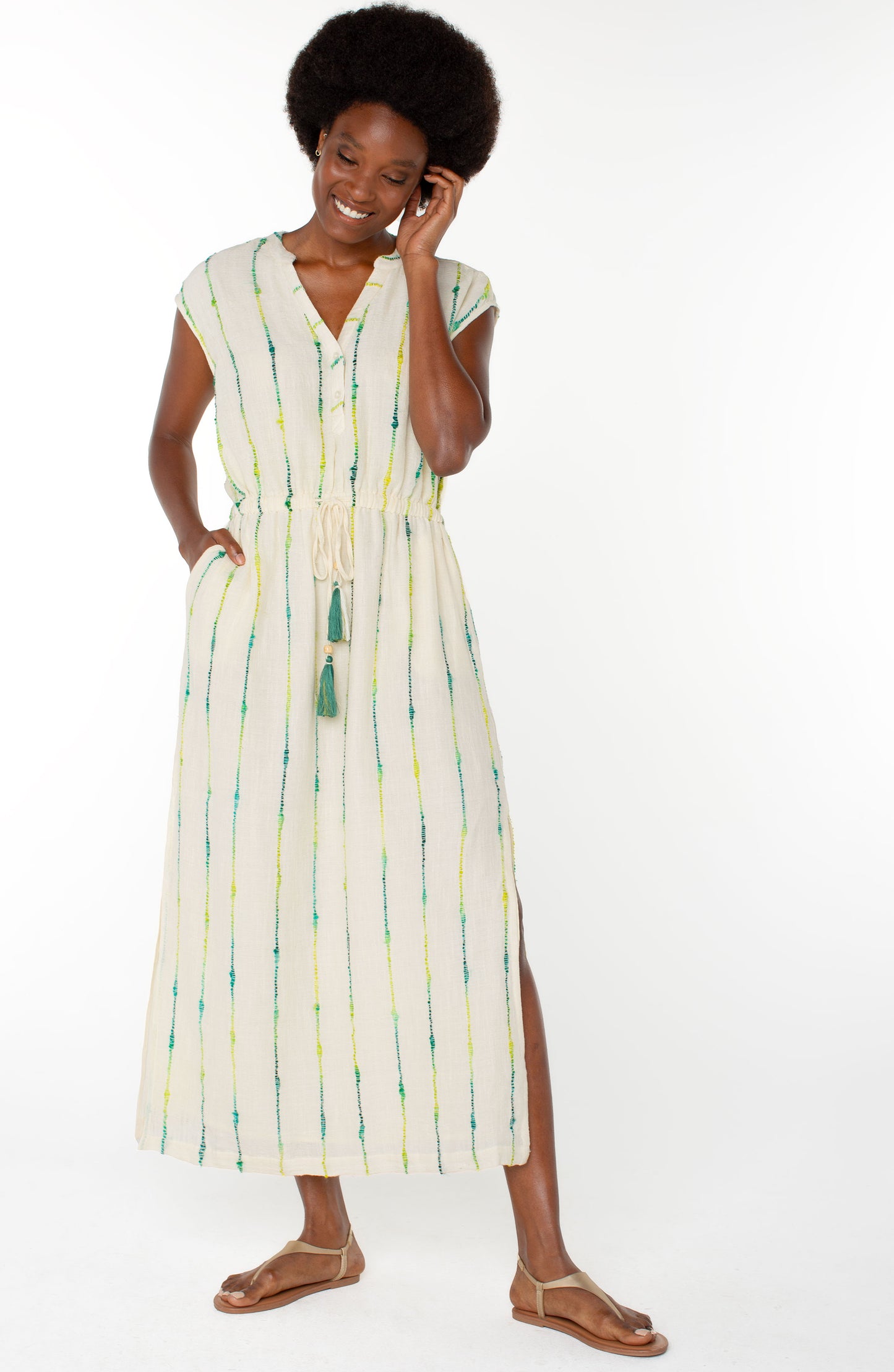 Dolman Woven Midi Dress w/ Smocked Waist