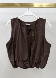 Cotton Poplin Sleeveless Bubble Top