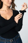 Long Sleeve Sweetheart Neck Sweater w/ Ruffle