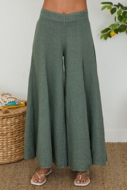 Linen A-Seam Wide Leg Plazzo Pants