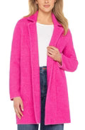 Long Sleeve Open Front Sweater Coat - Raspberry Pink - BAY WINDOW