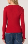 Long Sleeve Sweetheart Neck Sweater w/ Ruffle
