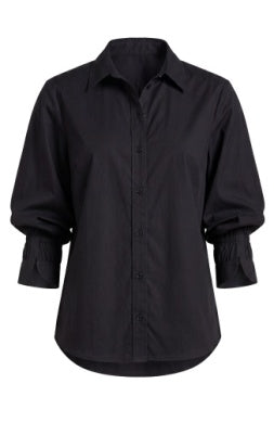 Adjustable Sleeve Button Front Woven Top