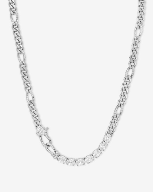 Knot Diamonds Figaro Chain Necklace
