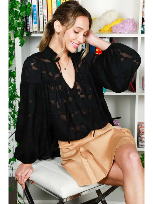 Floral Jacquard Blouse - BAY WINDOW