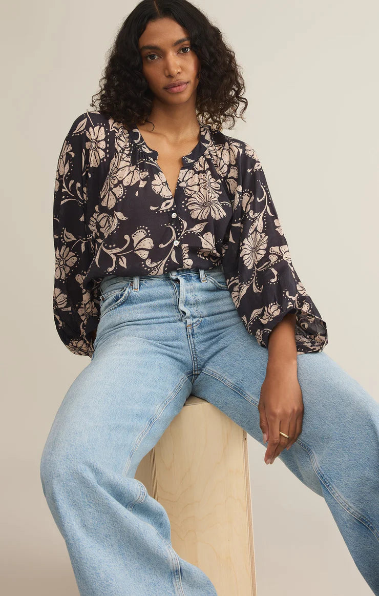 Wren Ari Floral Blouse - Parchment