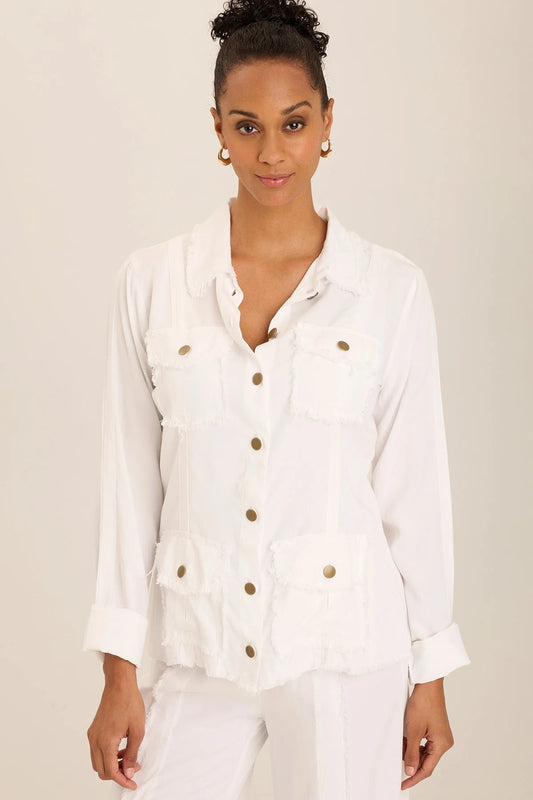 Twill Safari Jacket - White - BAY WINDOW