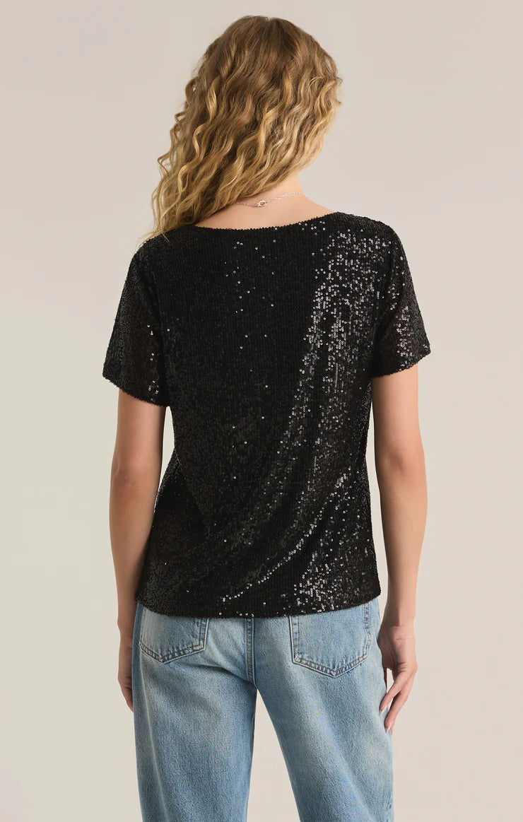 Black Marbella Sequin Top - BAY WINDOW