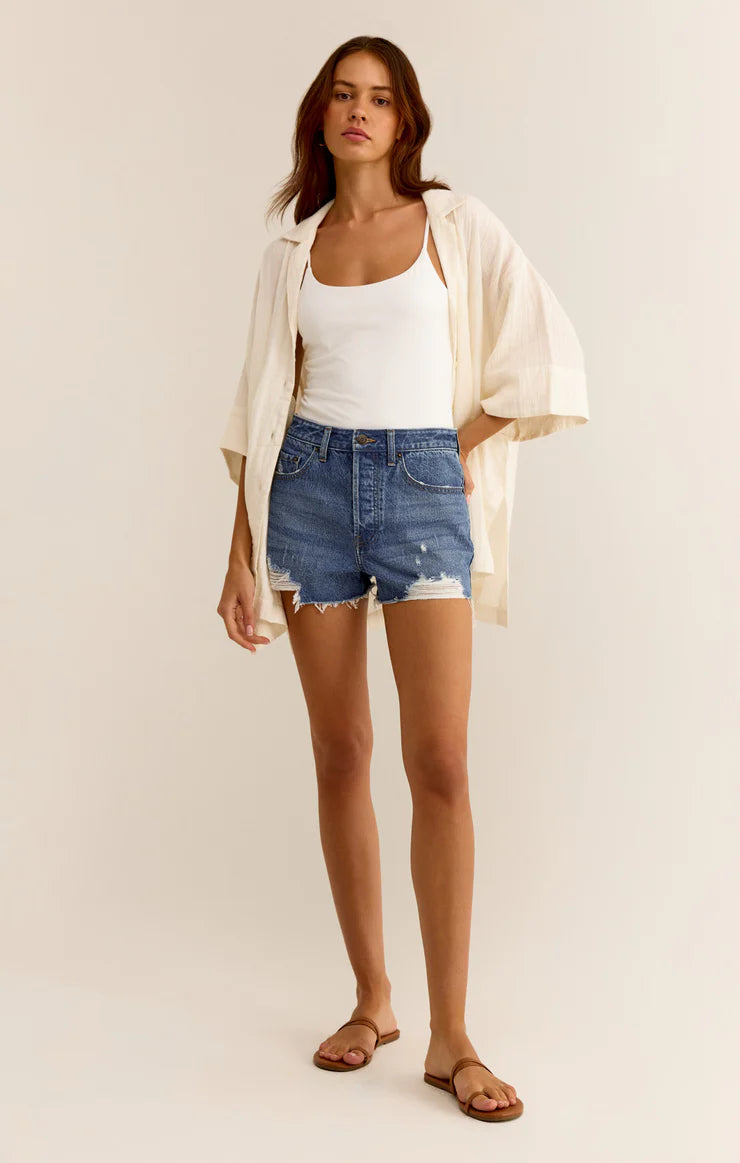 Classic Hi-Rise Denim Short - Vintage Indigo - BAY WINDOW