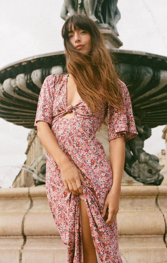 Mavis Dulce Floral Midi Dress - Rose Mauve - BAY WINDOW