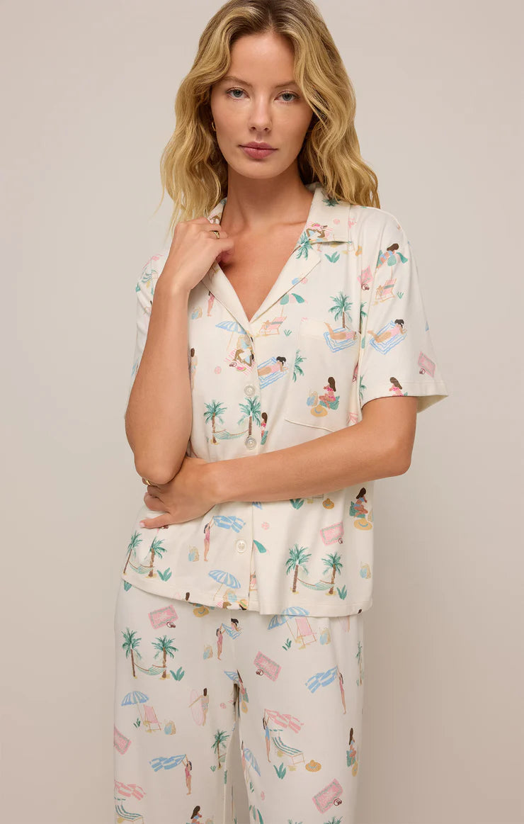 Beach Days PJ Top - Bone - BAY WINDOW