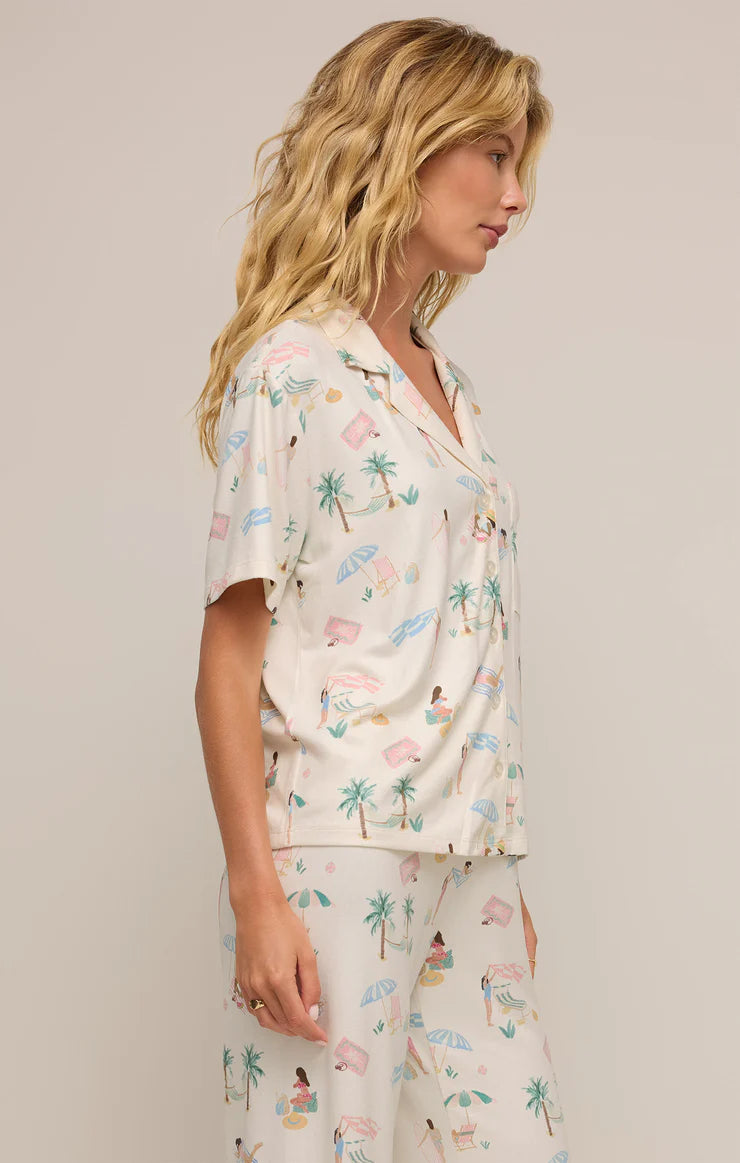 Beach Days PJ Top - Bone - BAY WINDOW