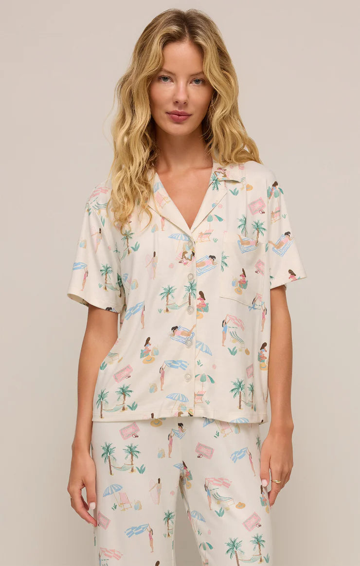Beach Days PJ Top - Bone - BAY WINDOW