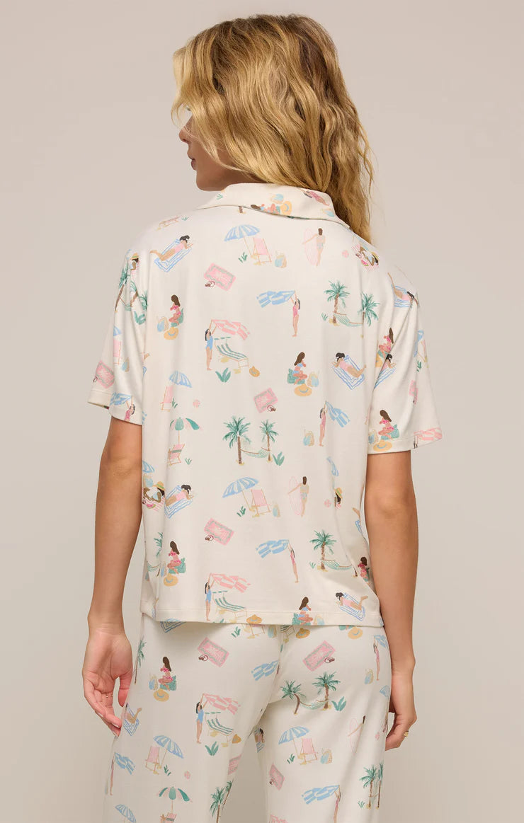 Beach Days PJ Top - Bone - BAY WINDOW