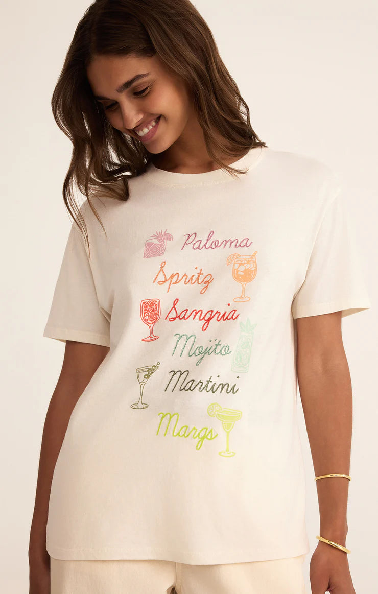 Cocktails Boyfriend Tee - Sea Salt - BAY WINDOW