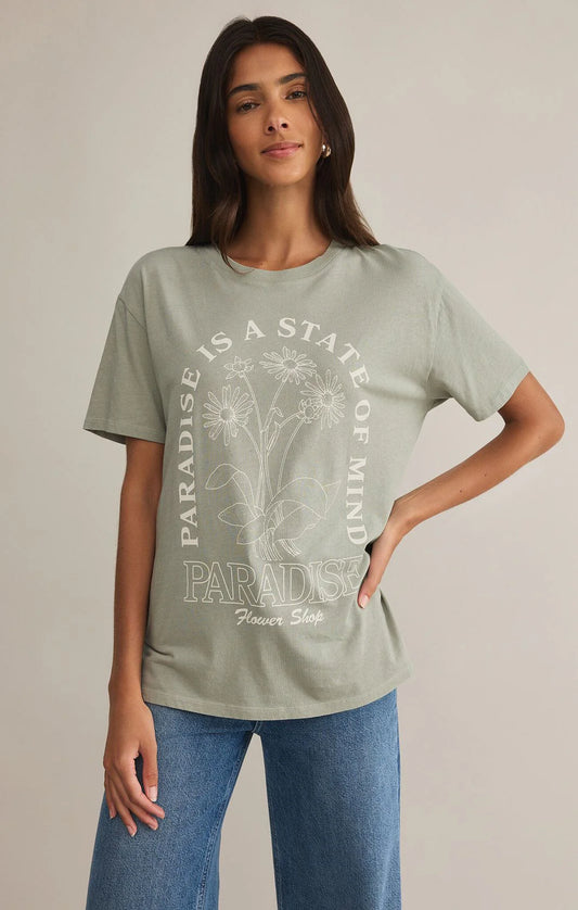 Flower Shop Boyfriend Tee - Sage Green - BAY WINDOW